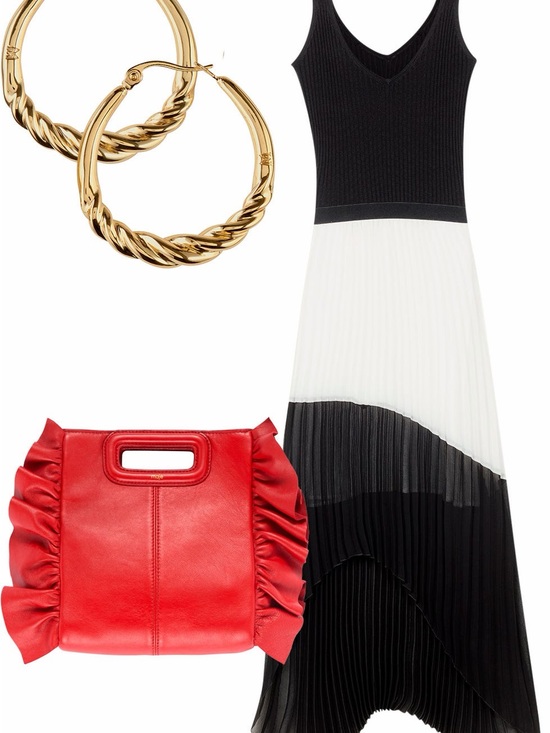 Maje Dresses & Skirts - Maje Black and White High-Low Pleated Maxi Dress Size XS